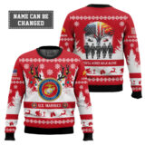 Hooktab US Marine Corps You'll Never Walk Alone - Custom Name and Rank Ugly Sweater