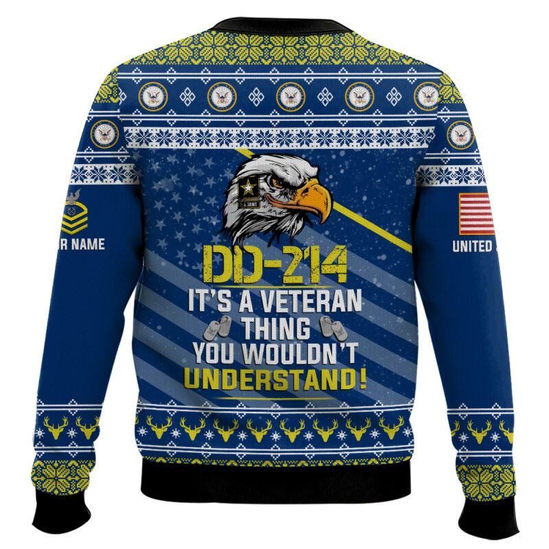 Hooktab US Navy DD-214 It's A Veteran Thing You Wouldn't Understand - Custom Name And Rank Ugly Sweater Hooktab US Navy DD-214 It's A Veteran Thing You Wouldn't Understand - Custom Name And Rank Ugly Sweater