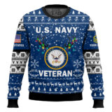 Hooktab US Navy Freedom Is The Best Gift - Custom Name And Rank Ugly Sweater