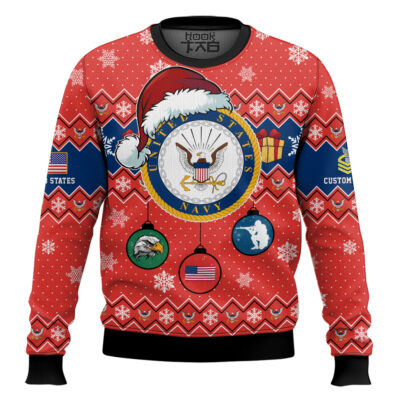 Hooktab US Navy Freedom Is The Gift You Didn't Know You Needed - Custom Name And Rank Ugly Sweater