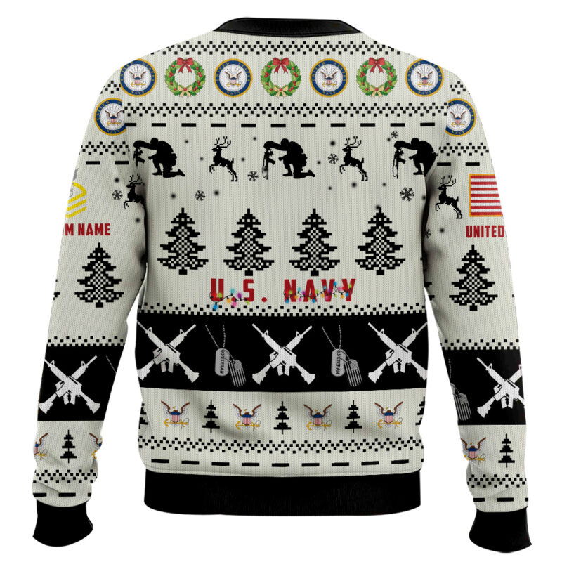 Hooktab US Navy Honor the Fallen! - Custom Name And Rank Ugly Sweater Hooktab US Navy Honor the Fallen! - Custom Name And Rank Ugly Sweater