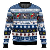 Hooktab US Navy Hooah! - Custom Name Ugly Sweater