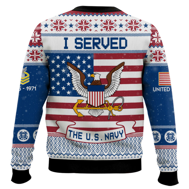 Hooktab US Navy I Served - Custom Name, Rank And Years Of Service Ugly Sweater Hooktab US Navy I Served - Custom Name, Rank And Years Of Service Ugly Sweater