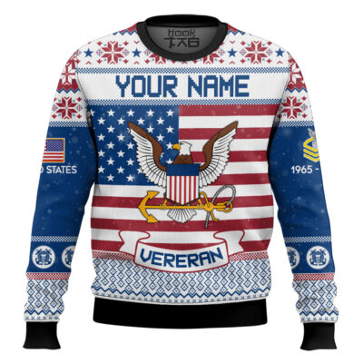 Hooktab US Navy I Served - Custom Name, Rank And Years Of Service Ugly Sweater