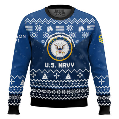 Hooktab US Navy I Served My Country - Custom Name, Rank And Years Of Servicce Ugly Sweater