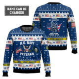 Hooktab US Navy I Served My Country And Damn Proud Of It - Custom Name, Rank And Years Of Service Ugly Sweater