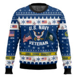 Hooktab US Navy I Served My Country And Damn Proud Of It - Custom Name, Rank And Years Of Service Ugly Sweater