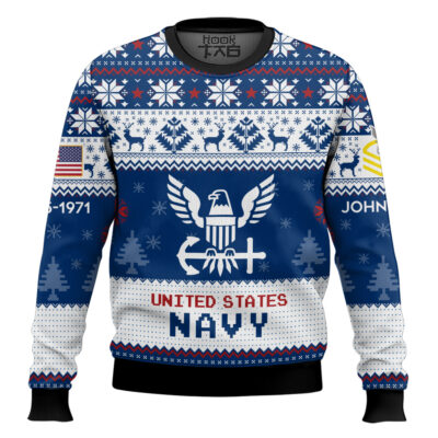 Hooktab US Navy I Served My Country What Did You Do - Custom Name, Rank And Years Of Service Ugly Sweater