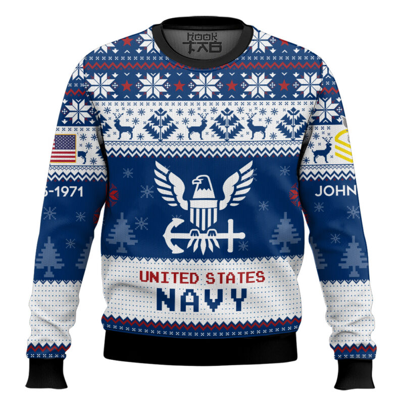Hooktab US Navy I Served My Country What Did You Do - Custom Name, Rank And Years Of Service Ugly Sweater