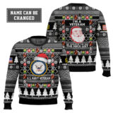Hooktab US Navy I'm A Veteran, Of Course I'm On The Nice List - Custom Name And Rank Ugly Sweater