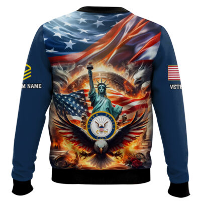 Hooktab US Navy Liberty Eagle – Custom Name, Rank And Years Of Service Ugly Sweater