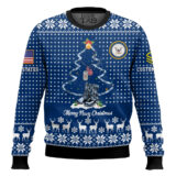 Hooktab US Navy Merry Christmas - Custom Name And Rank Ugly Sweater