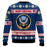 Hooktab US Navy Merry Christmas Brothers And Sisters - Custom Name And Rank Ugly Sweater