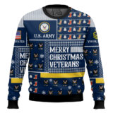 Hooktab US Navy Merry Christmas Veterans - Custom Name And Rank Ugly Sweater