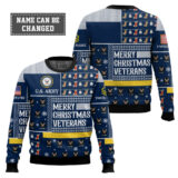Hooktab US Navy Merry Christmas Veterans - Custom Name And Rank Ugly Sweater