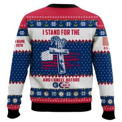 Hooktab US Navy Merry Vetmas – Custom Name And Years Of Service Ugly Sweater