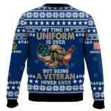 Hooktab US Navy My Time In Uniform Is Over But Being A Veteran Never Ends - Custom Name And Rank Ugly Sweater