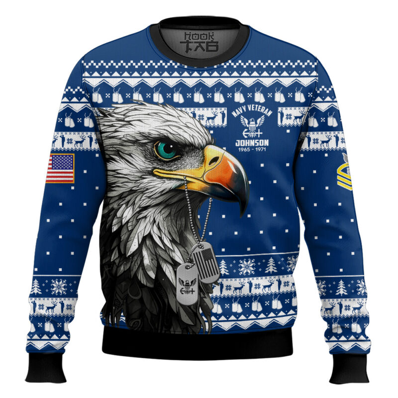 Hooktab US Navy Nobody Gives Me This Title I Earned It - Custom Name, Rank And Years Of Service Ugly Sweater