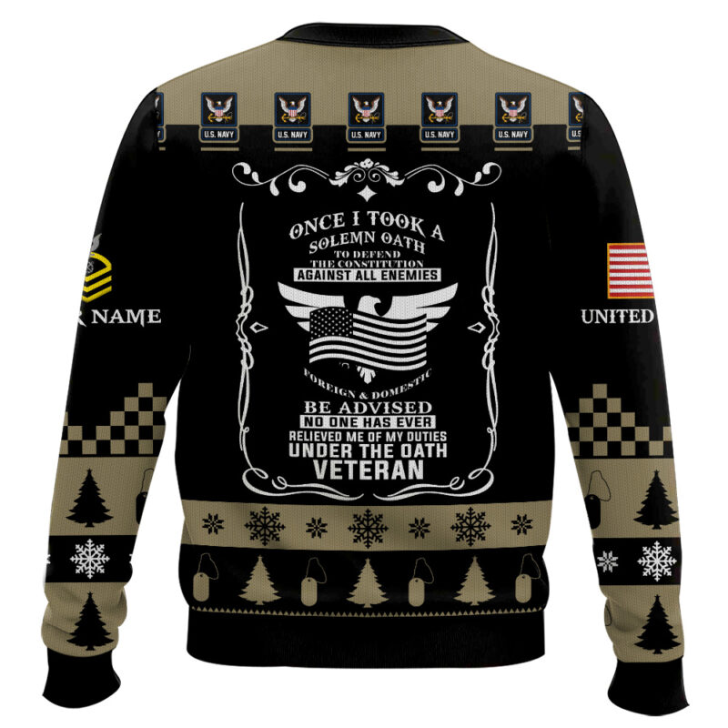Hooktab US Navy Once I Took a Solemn Oath - Custom Name And Rank Ugly Sweater Hooktab US Navy Once I Took a Solemn Oath - Custom Name And Rank Ugly Sweater
