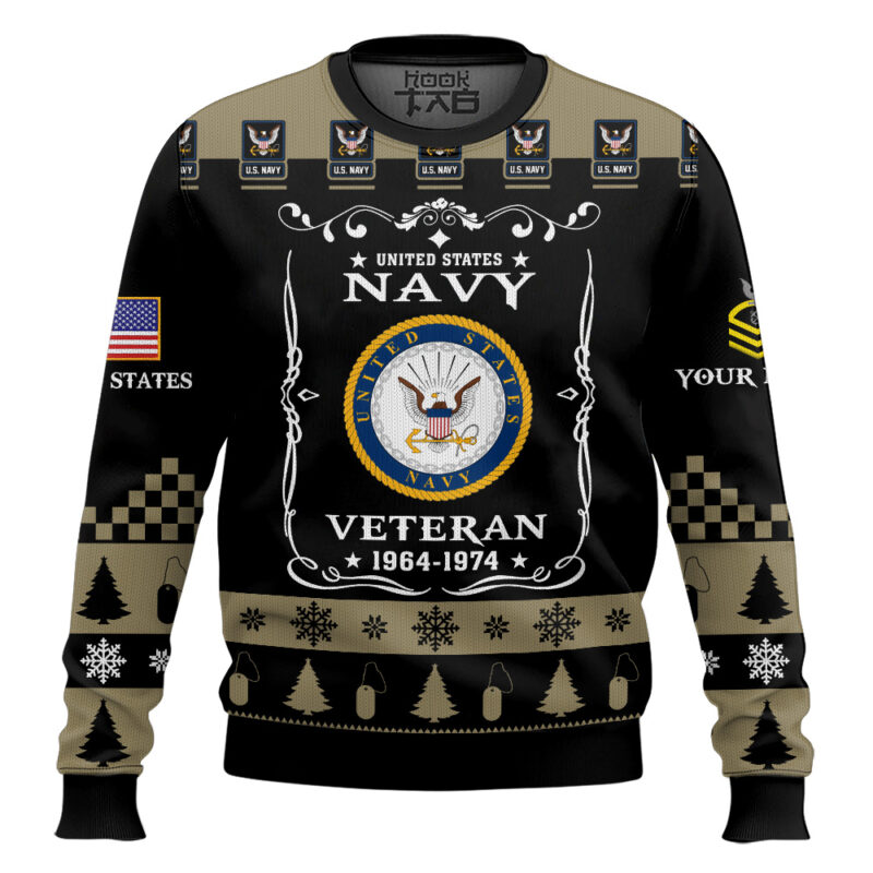 Hooktab US Navy Once I Took a Solemn Oath - Custom Name And Rank Ugly Sweater