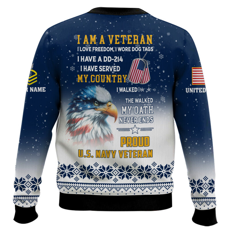 Hooktab US Navy One More Beer For The Veteran Here - Custom Name And Rank Ugly Sweater Hooktab US Navy One More Beer For The Veteran Here - Custom Name And Rank Ugly Sweater