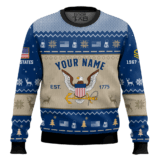 Hooktab US Navy Proud Motto - Custom Name, Rank And Years Of Service Ugly Sweater