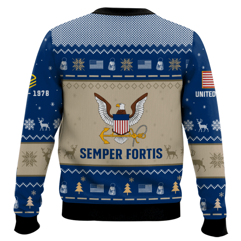 Hooktab US Navy Proud Motto - Custom Name, Rank And Years Of Service Ugly Sweater Hooktab US Navy Proud Motto - Custom Name, Rank And Years Of Service Ugly Sweater