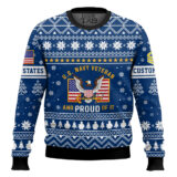 Hooktab US Navy Proud Veteran - Custom Name And Rank Ugly Sweater
