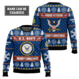 Hooktab US Navy Proud Veteran - Custom Name, Rank And Years Of Service Ugly Sweater
