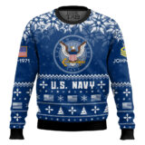 Hooktab US Navy Remember-Honor-Respect - Custom Name, Rank And Years Of Service Knitted Sweater Ugly Sweater