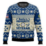 Hooktab US Navy Santa's Favourite Veterans - Custom Name And Rank Ugly Sweater