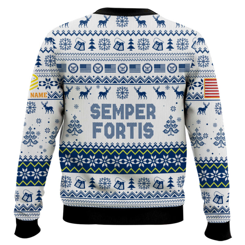 Hooktab US Navy Semper Fortis - Custom Name And Rank Ugly Sweater Hooktab US Navy Semper Fortis - Custom Name And Rank Ugly Sweater