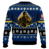 Hooktab US Navy Strong And Brave - Custom Name And Rank Ugly Sweater