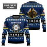 Hooktab US Navy Strong And Brave - Custom Name And Rank Ugly Sweater