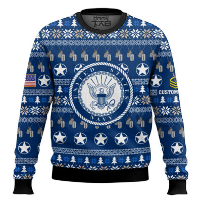 Hooktab US Navy Thank My Brothers And Sisters That Never Came Back - Custom Name And Rank Ugly Sweater