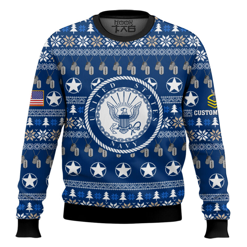 Hooktab US Navy Thank My Brothers And Sisters That Never Came Back - Custom Name And Rank Ugly Sweater