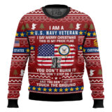 Hooktab US Navy This Is My Pride Flag - Custom Name And Rank Ugly Sweater