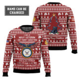 Hooktab US Navy Veteran Merry Christmas - Custom Name And Rank Ugly Sweater