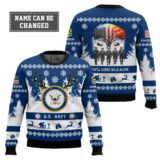 Hooktab US Navy You'll Never Walk Alone - Custom Name and Rank Ugly Sweater