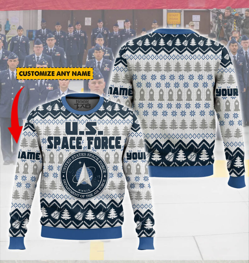 Hooktab U.S. Space Force Ugly Christmas Sweater Hooktab U.S. Space Force Ugly Christmas Sweater