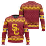 Hooktab USC Trojans - Custom Name And Number Ugly Christmas Sweater
