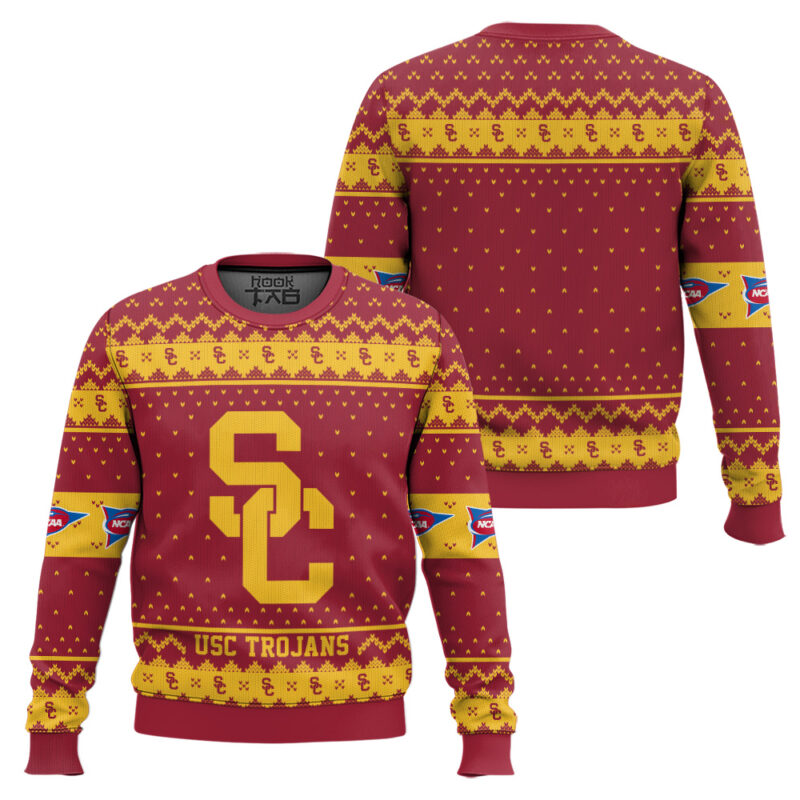 Hooktab USC Trojans - Custom Name And Number Ugly Christmas Sweater Hooktab USC Trojans - Custom Name And Number Ugly Christmas Sweater