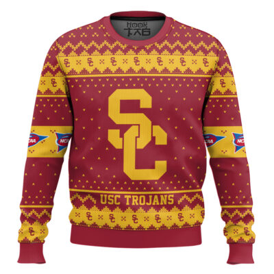 Hooktab USC Trojans - Custom Name And Number Ugly Christmas Sweater