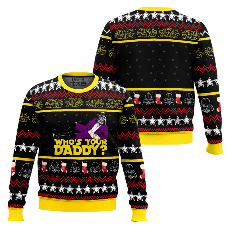 Hooktab Vader Who's Your Daddy Star Wars Ugly Christmas Sweater Hooktab Vader Who's Your Daddy Star Wars Ugly Christmas Sweater