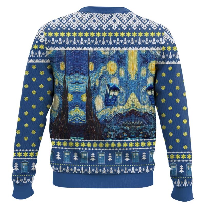 Hooktab Vangogh Starry Night Doctor Who Ugly Christmas Sweater Hooktab Vangogh Starry Night Doctor Who Ugly Christmas Sweater