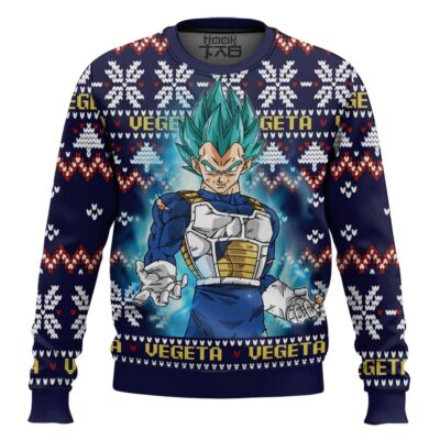Hooktab Vegeta Blue Dragon Ball Z Ugly Christmas Sweater