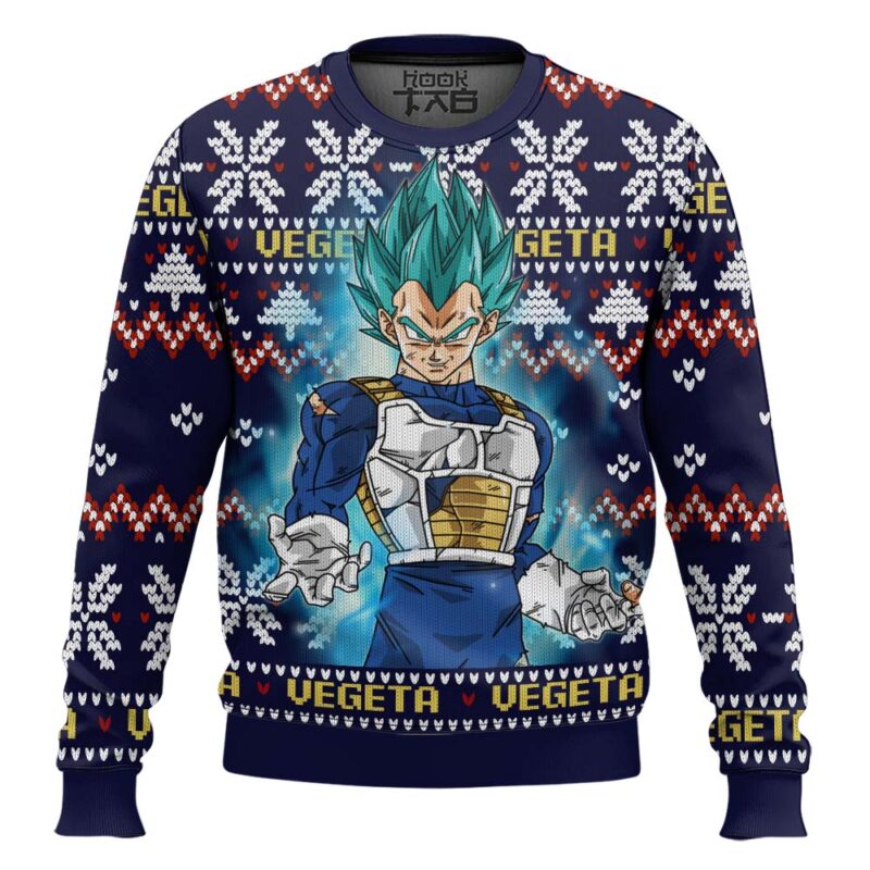 Hooktab Vegeta Blue Dragon Ball Z Ugly Christmas Sweater