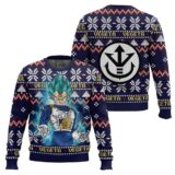 Hooktab Vegeta Blue Dragon Ball Z Ugly Christmas Sweater