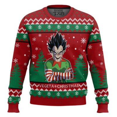 Hooktab Vegeta Christmas Elf Dragon Ball Ugly Christmas Sweater