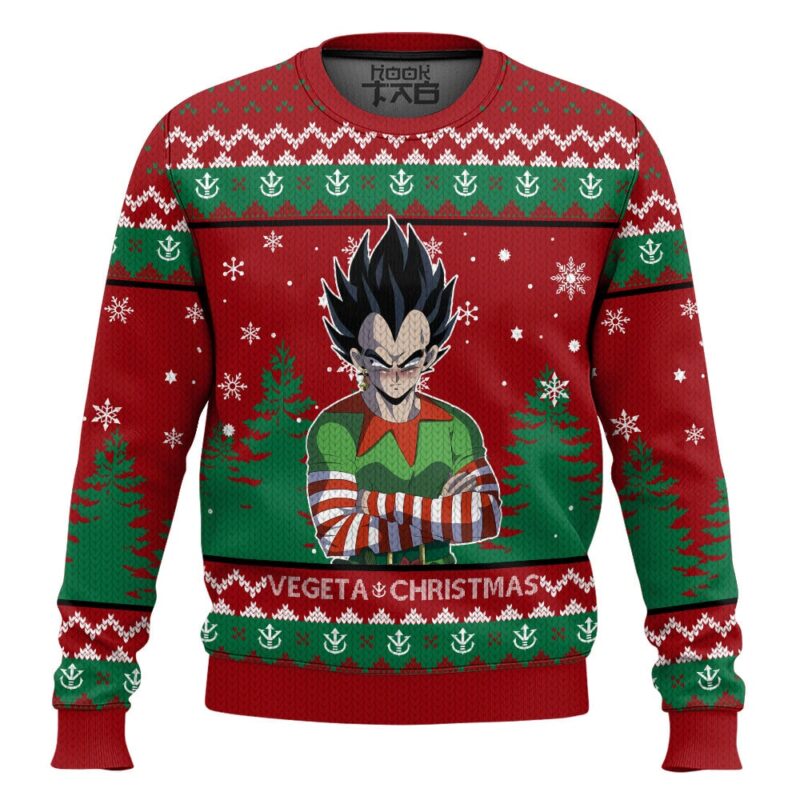 Hooktab Vegeta Christmas Elf Dragon Ball Ugly Christmas Sweater